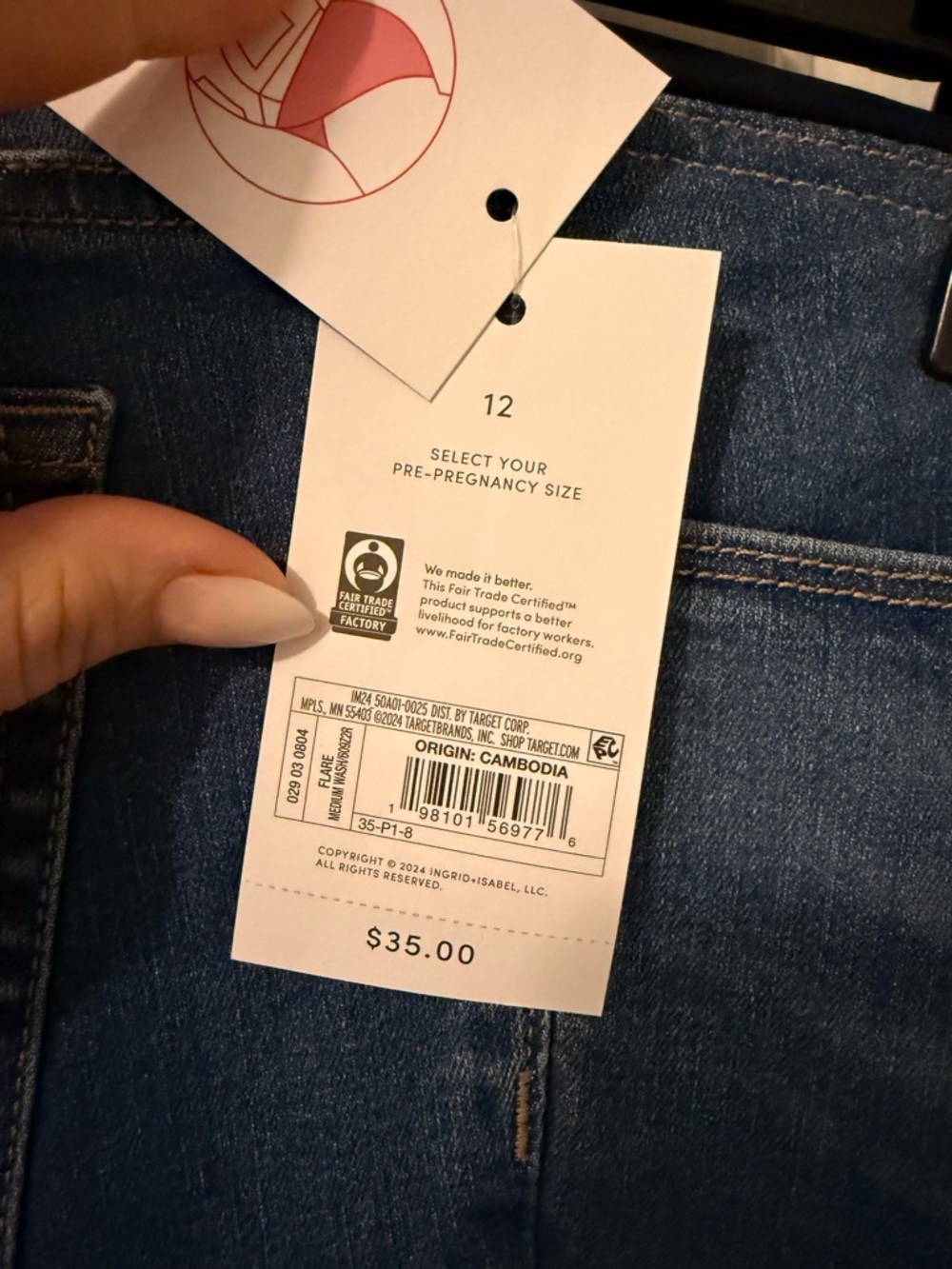 Isabel Maternity by Ingrid & Isabel Flare Crossover Panel Maternity Jean Size 12 - Picture 4 of 6